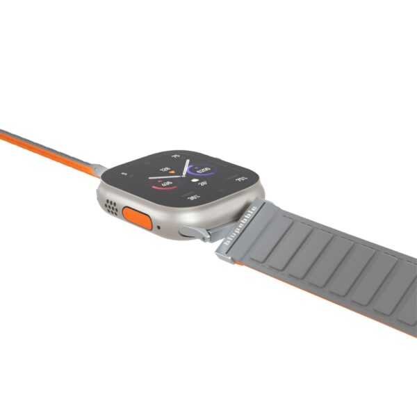 BLUPEBBLE TERMINIO SILICONE REVERSIBLE MAGNETIC STRAP 49/45/44/42MM GREY/ORANGE BP-TERMINIO49-GYOR - Image 6