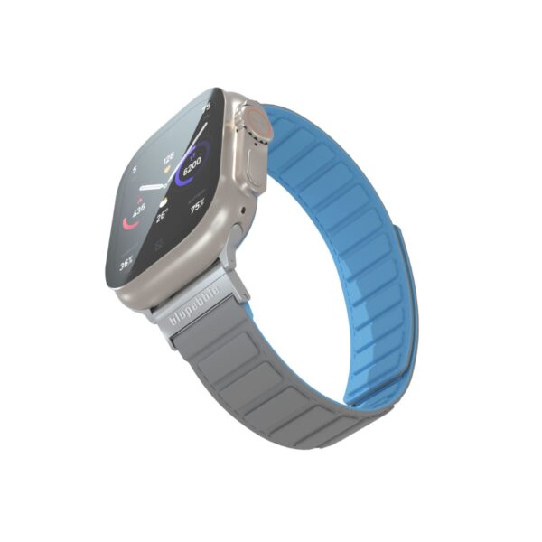 BLUPEBBLE TRESERO SILICONE REVERSIBLE MAGNETIC STRAP 49/45/44/42MM GREY/BLUE BP-TRESERO49-GYBL - Image 4