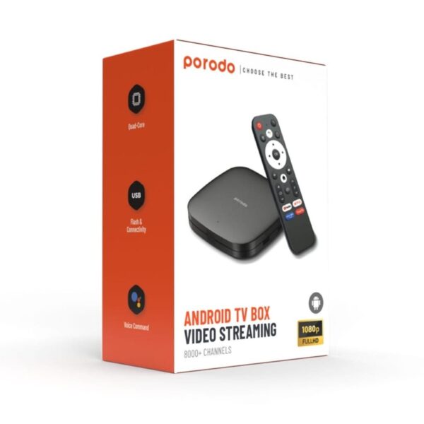 PORODO ANROID TV BOX 1080P 2GB RAM 8G ROM BLACK PD-ANTVB-BK - Image 2