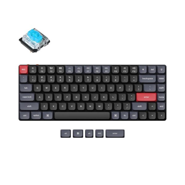 KEYCHRON K3 PRO 84 KEYS GATERON MECHANICAL KEYBOARD  WHITE BACKLIGHT BLUE SWITCHES K3P-A2