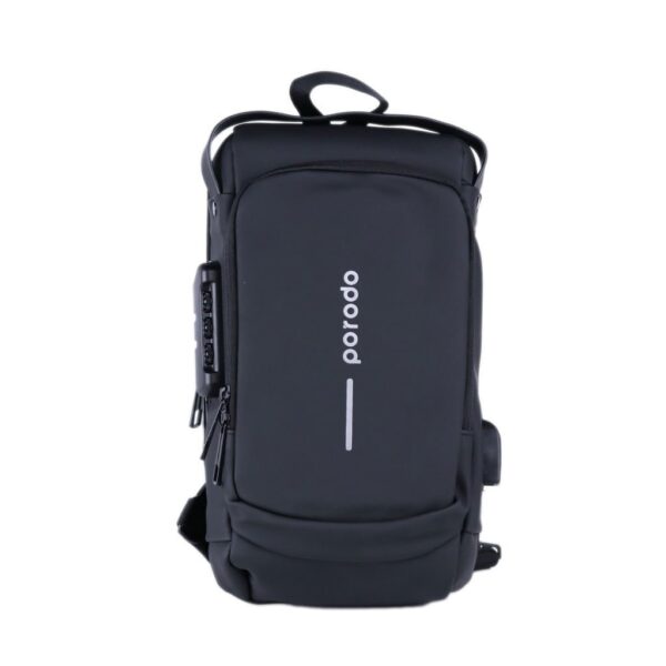 PORODO LIFESTYLE WATERPROOF OXFORD FANNY PACK WITH USB A PORT BLACK