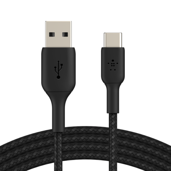 BELKIN BOOST CHARGE BREADED USB-C TO USB-A CABLE 1M BLACK CAB002BT1MBK