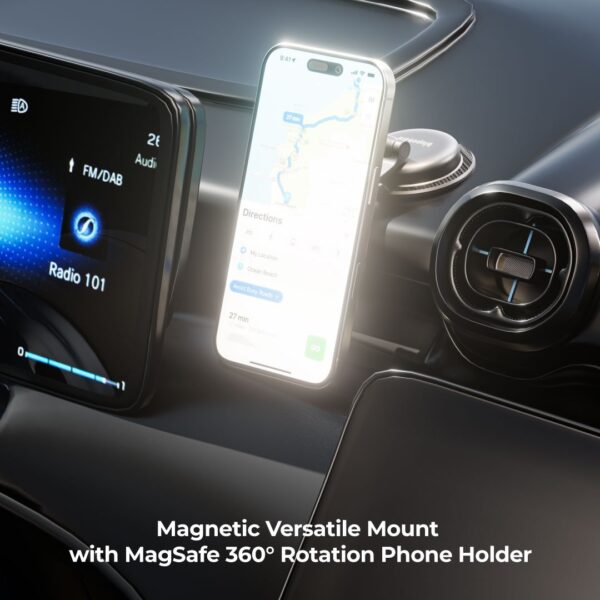 Blupebble Road Mag Magnetic Versatile Mount with MagSafe | 360° Rotation Phone Holder - Black BP-ROADMAG-BK - Image 2