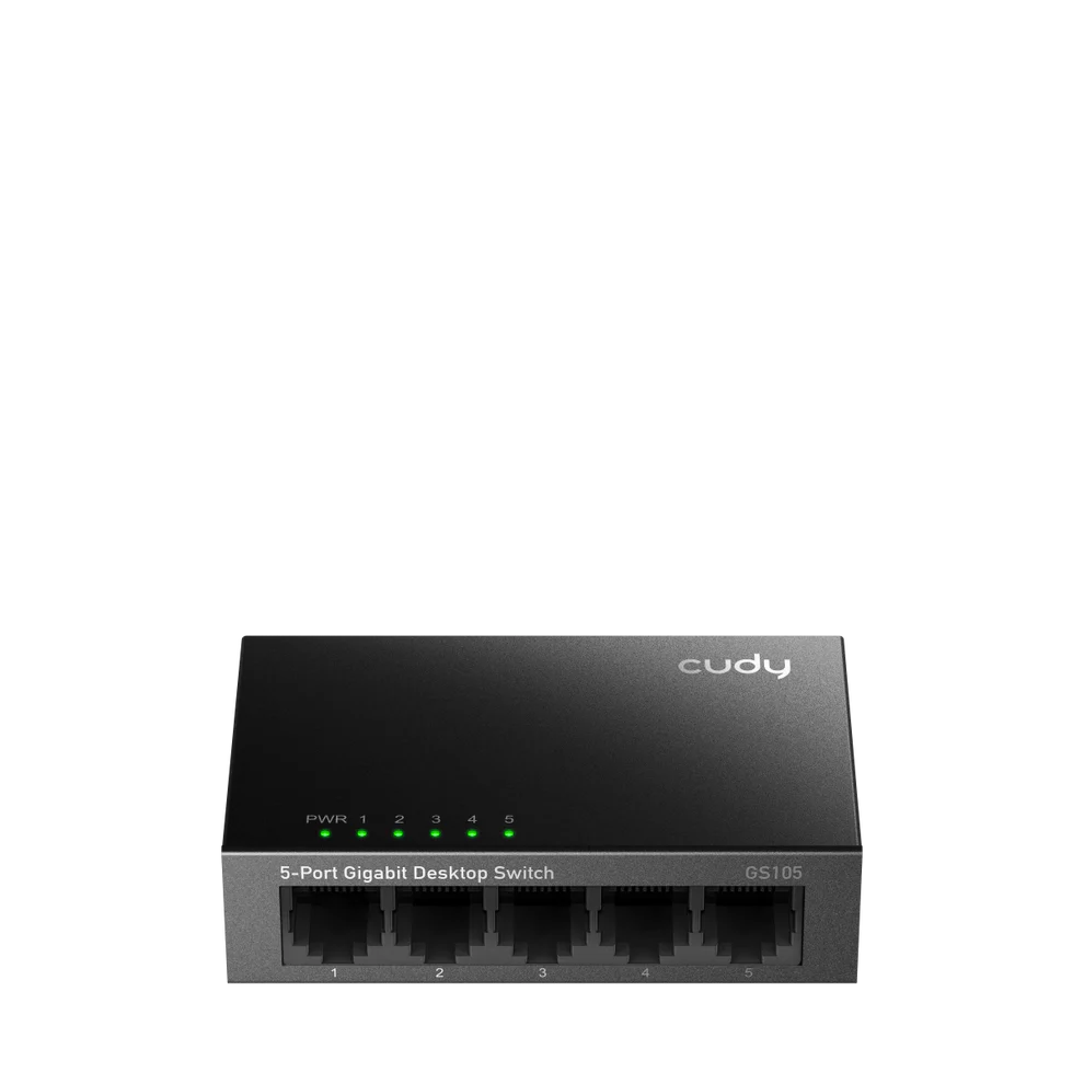 The CUDY 5-Port Gigabit Ethernet Network Switch GS105D in black is the perfect solution for enhancing your network's connectivity