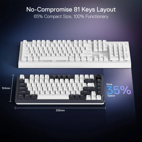 Redragon 75% Wireless Gasket Gaming Keyboard – Sleek Design Meets Exceptional Performance (White/Black, K673WB RGB Pro) - Image 10