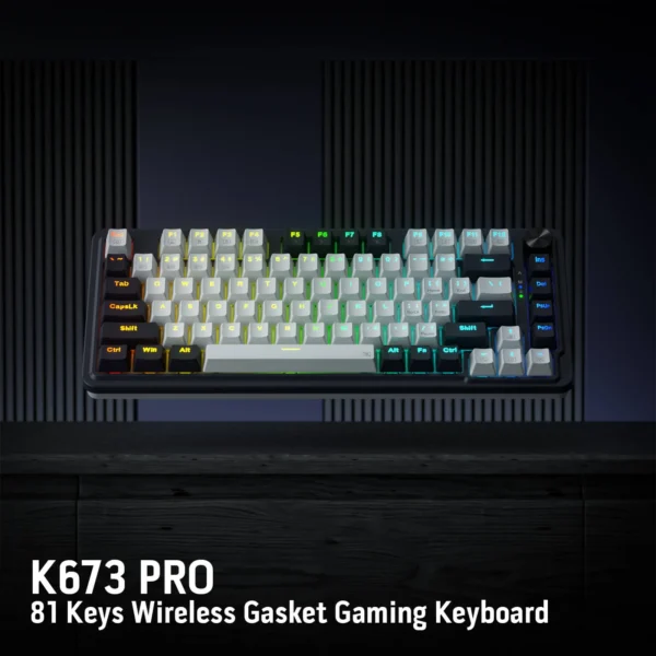 Redragon 75% Wireless Gasket Gaming Keyboard – Sleek Design Meets Exceptional Performance (White/Black, K673WB RGB Pro) - Image 11