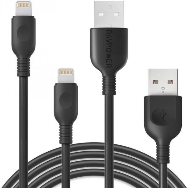 RAVPOWER LIGHTNING CABLE (0.9M,1.8M)BLACK RP-LC010