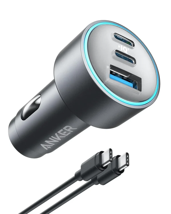 Anker 535 Car Charger (67W) – Powerful Triple Port Charger with USB-C Cable