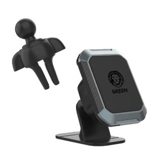 Green 2-in-1 Magnetic Car Phone Holder - Black Convenience