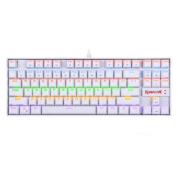 Durable White RGB Gaming Keyboard with Red Switches