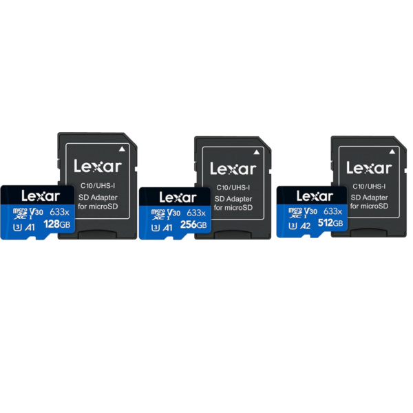 Unlock the full potential of your devices with the Lexar® High-Performance 633x microSDHC™/microSDXC™ UHS-I Card BLUE Series