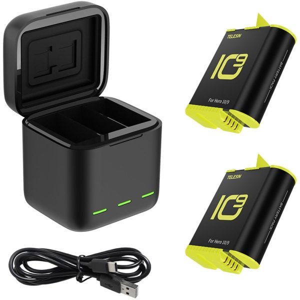 TELESIN LED Charger Box for GoPro HERO - Dual Charging & TF Card Storage