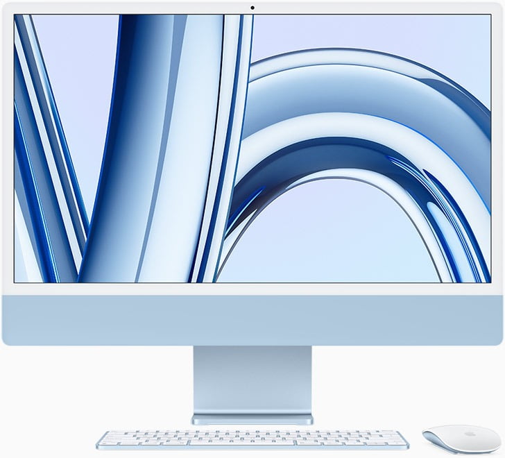 Apple iMac 24-inch in Blue: M3 Chip, Brilliant 4.5K Display, 256GB SSD